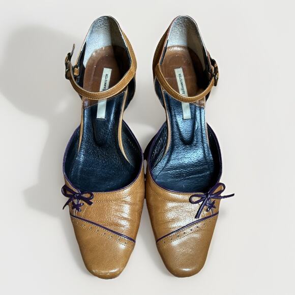 Mary Jane Shoes - Au BANNISTER Mary Jane style heeled shoes Brown Leather Bow Chic Classic Retro